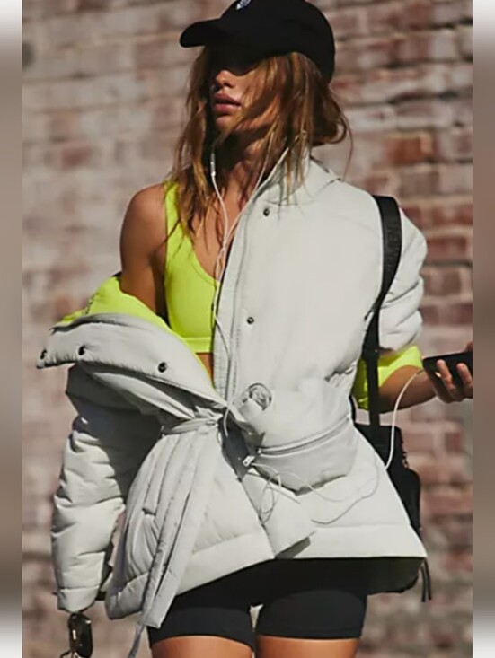 FP Movement by Free People Jackets & Blazers - FP Movement Gray Hooded Jacket with‎ Neon Yellow Lining.